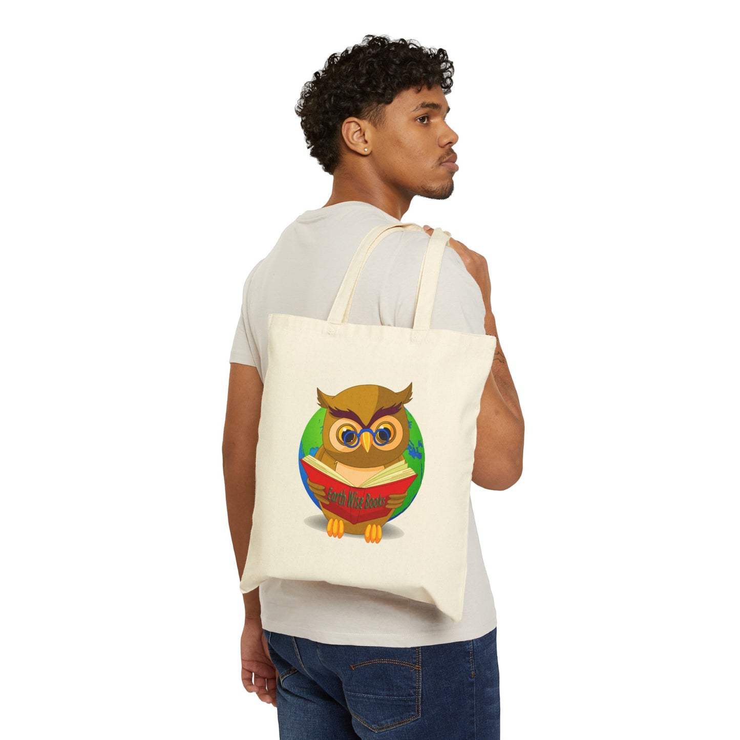 Cotton Canvas Tote Bag: Owl Reading
