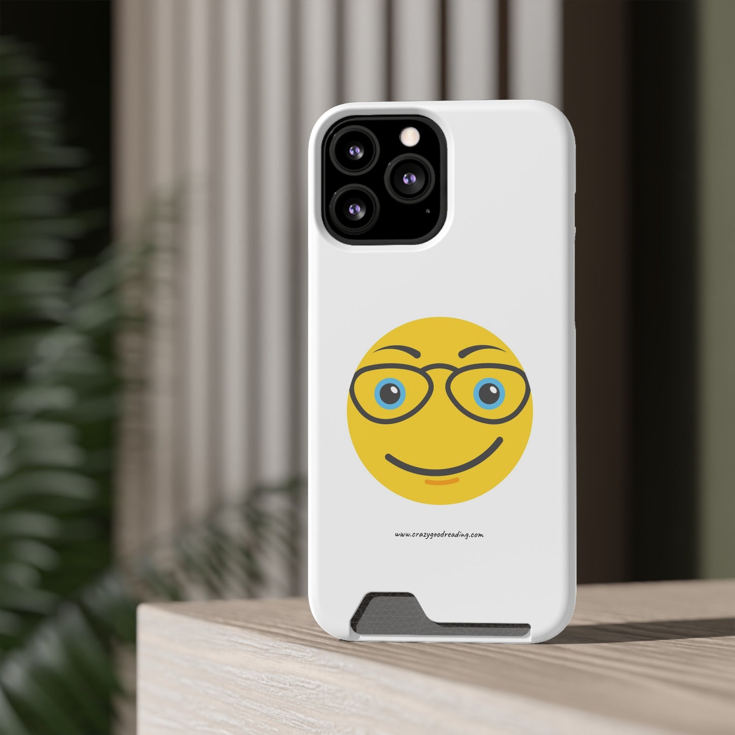 Phone Case With Card Holder "Smiley Face with Glasses"