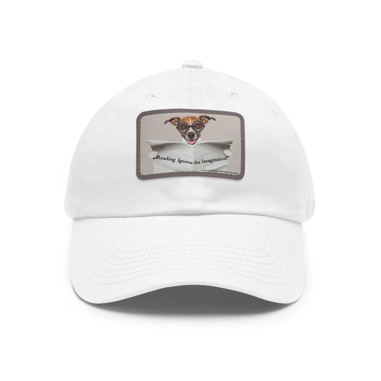 Dad Hat with Leather Patch (Rectangle) "Reading Ignites Imagination"