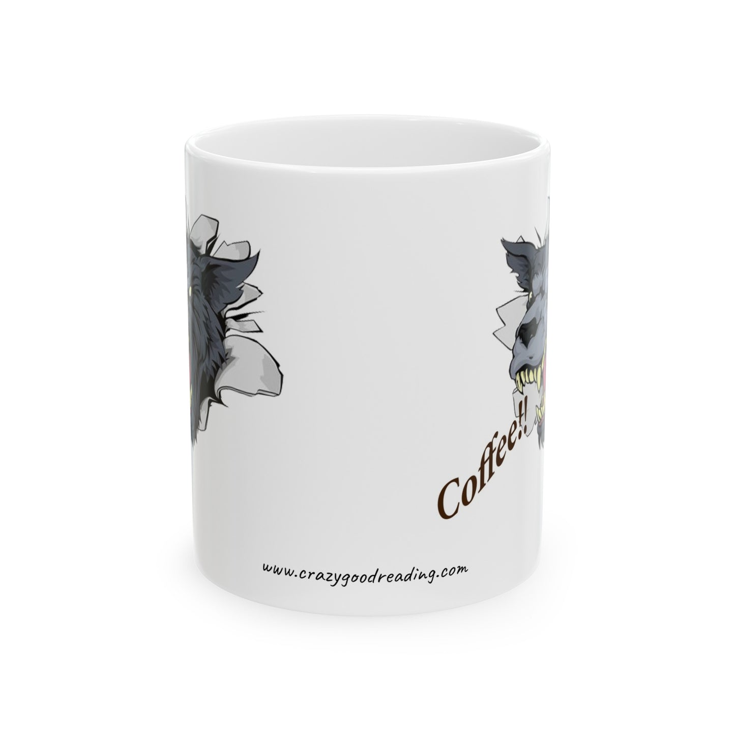 Ceramic Mug, 11oz Wolf Demanding Coffee