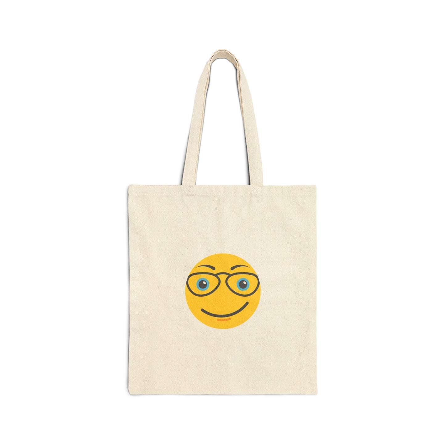 Cotton Canvas Tote Bag: Smiley Face with Glasses