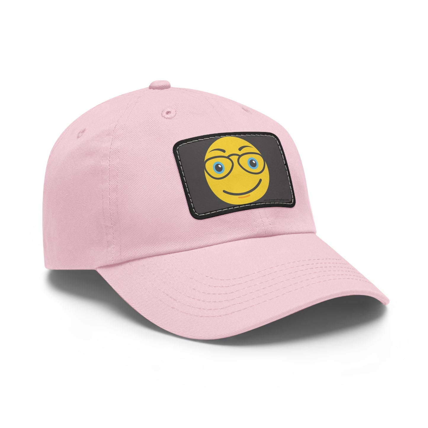 Dad Hat with Leather Patch (Rectangle) "Smiley Face with Glasses"