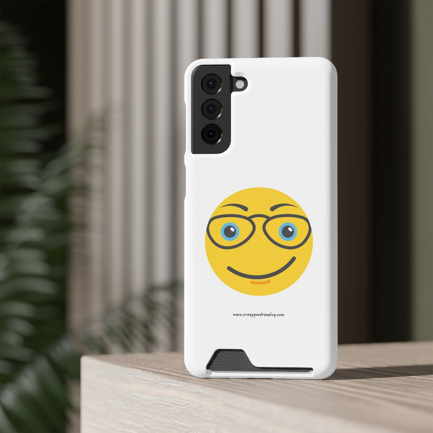 Phone Case With Card Holder "Smiley Face with Glasses"