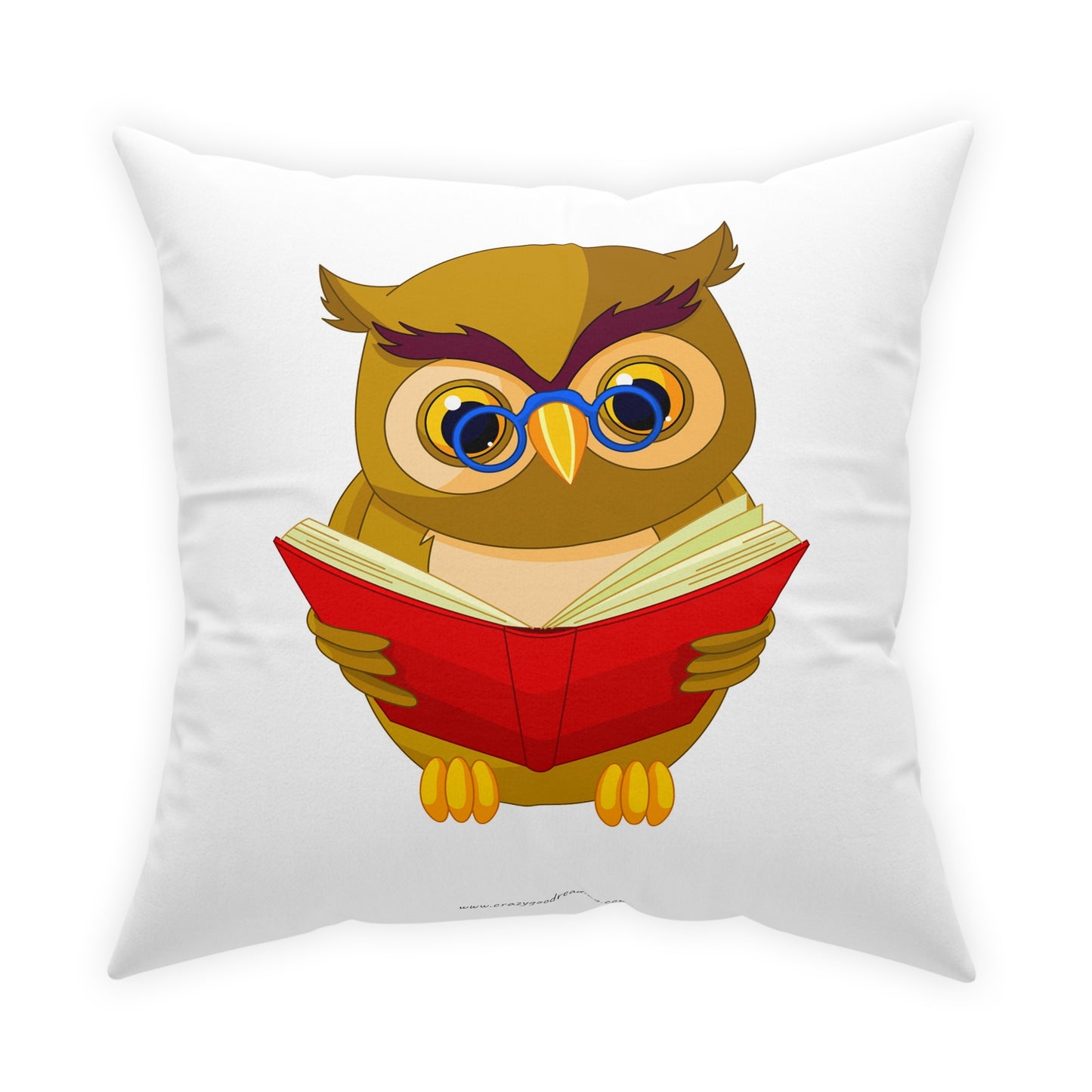 Broadcloth Pillow Owl Reading