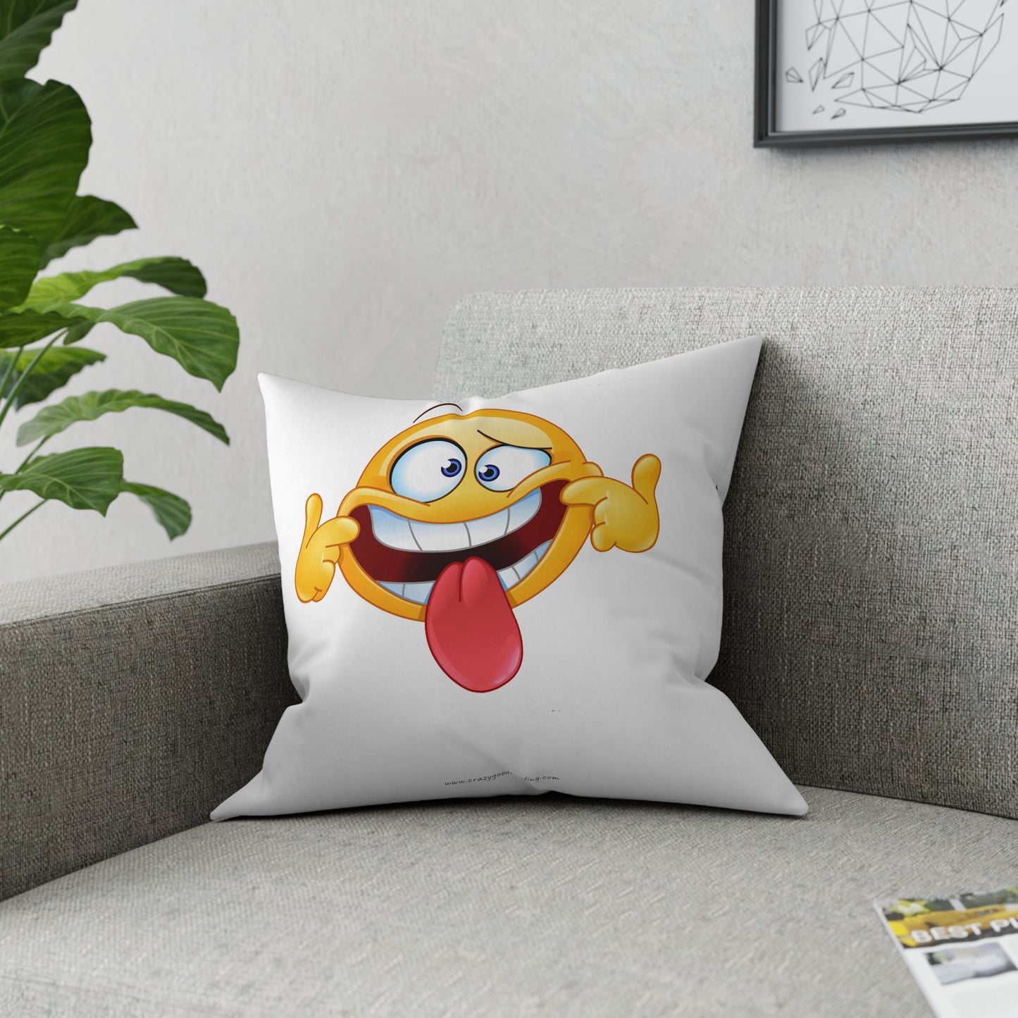 Broadcloth Pillow: Goofy Smiley Face