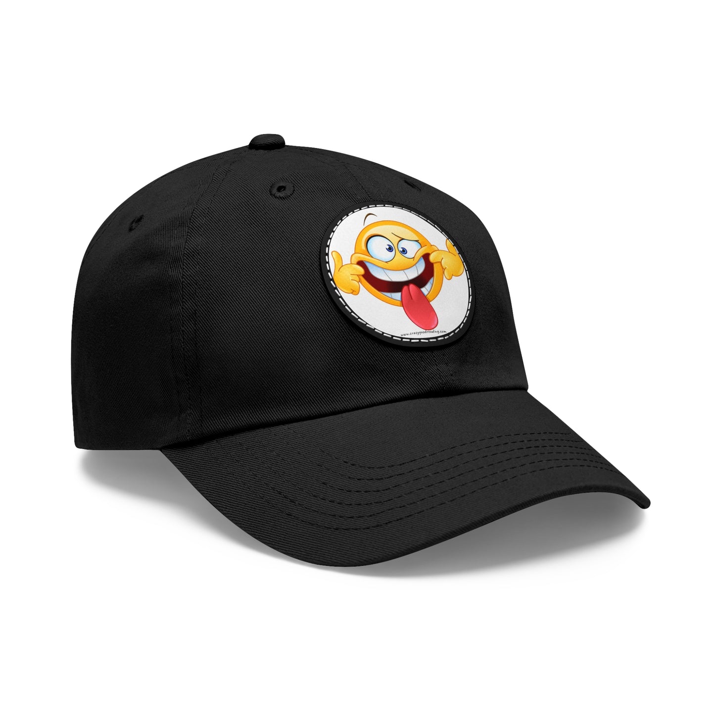 Dad Hat with Leather Patch (Round) goofy smiley face