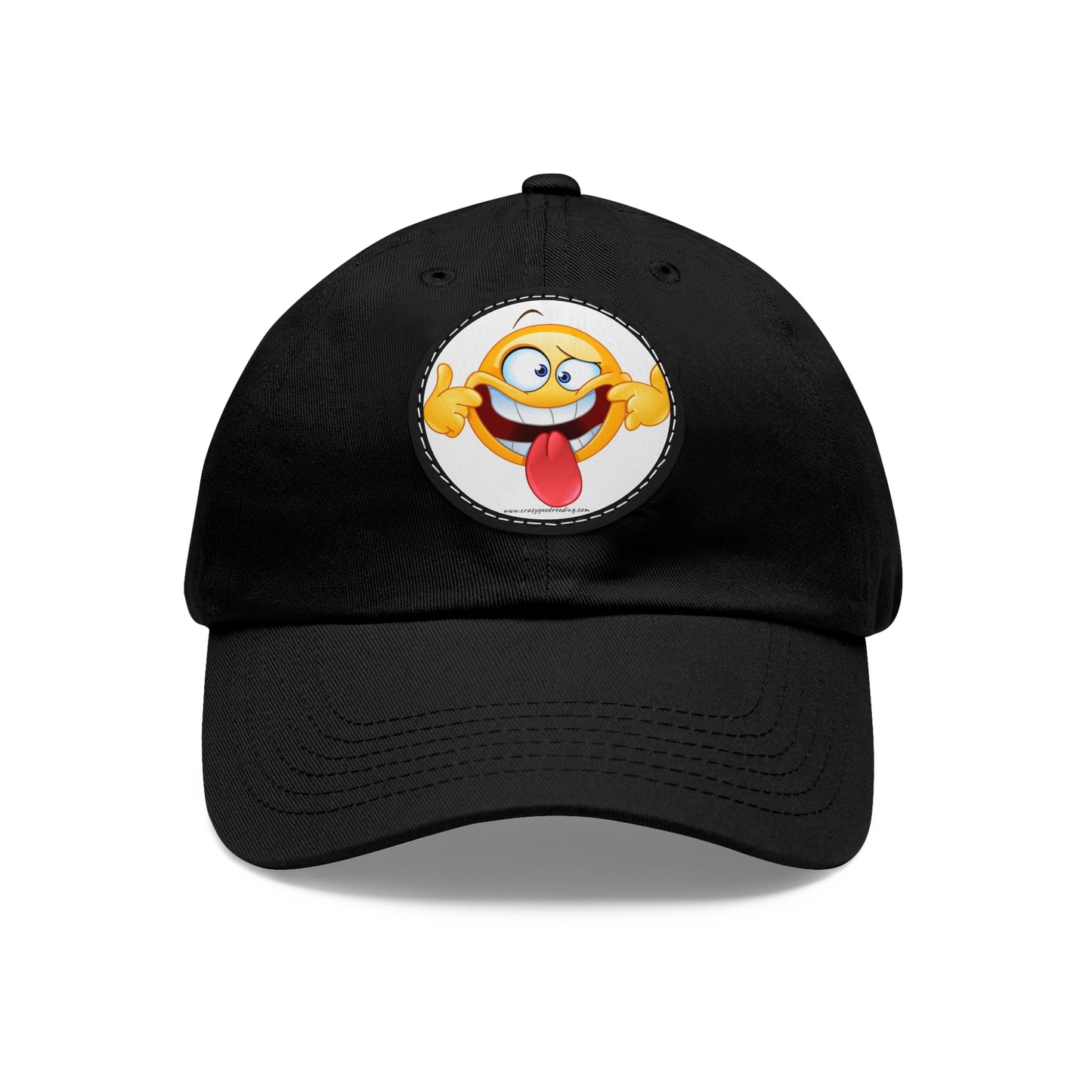 Dad Hat with Leather Patch (Round) goofy smiley face