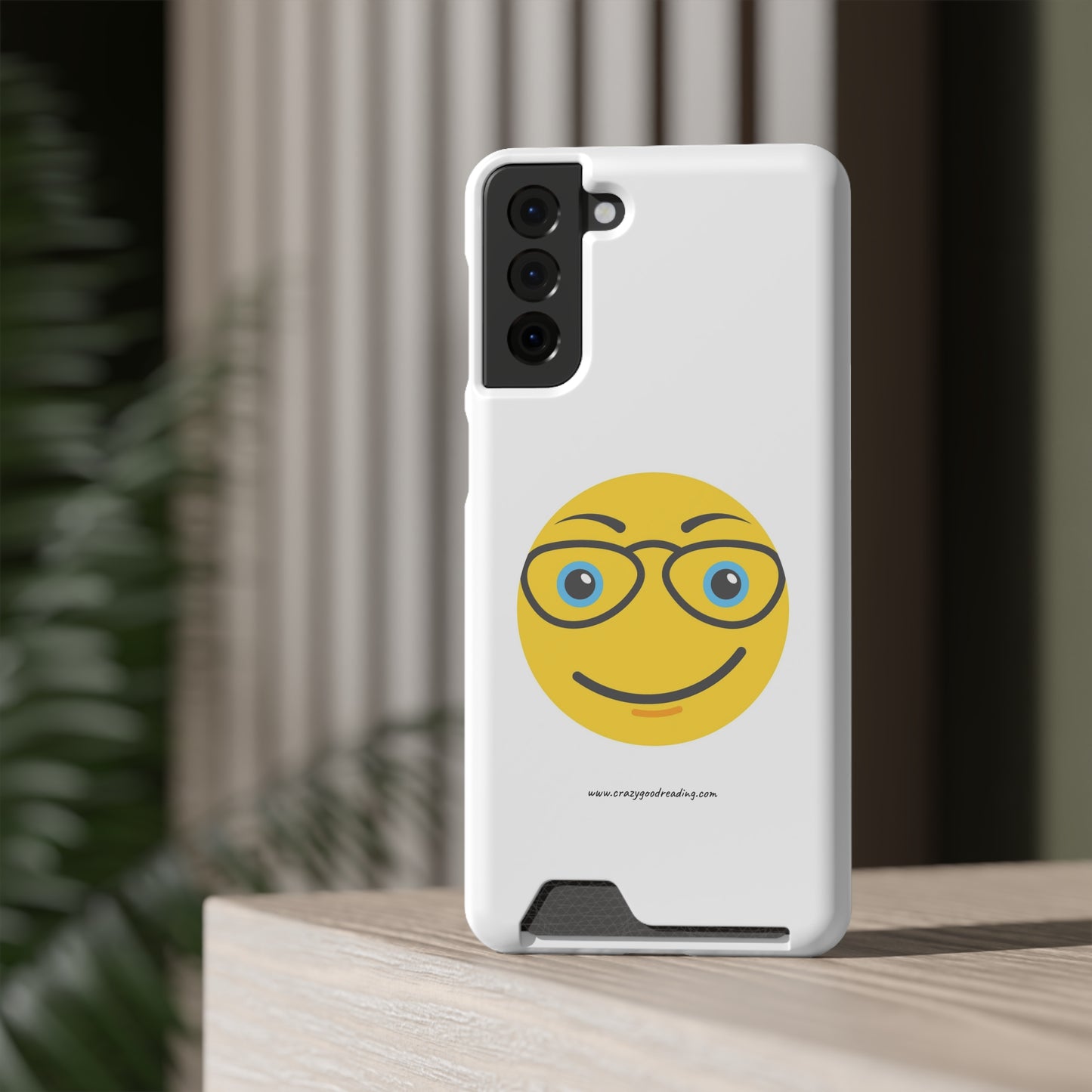 Phone Case With Card Holder "Smiley Face with Glasses"