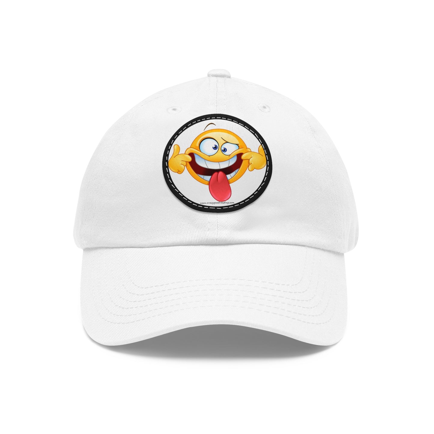 Dad Hat with Leather Patch (Round) goofy smiley face