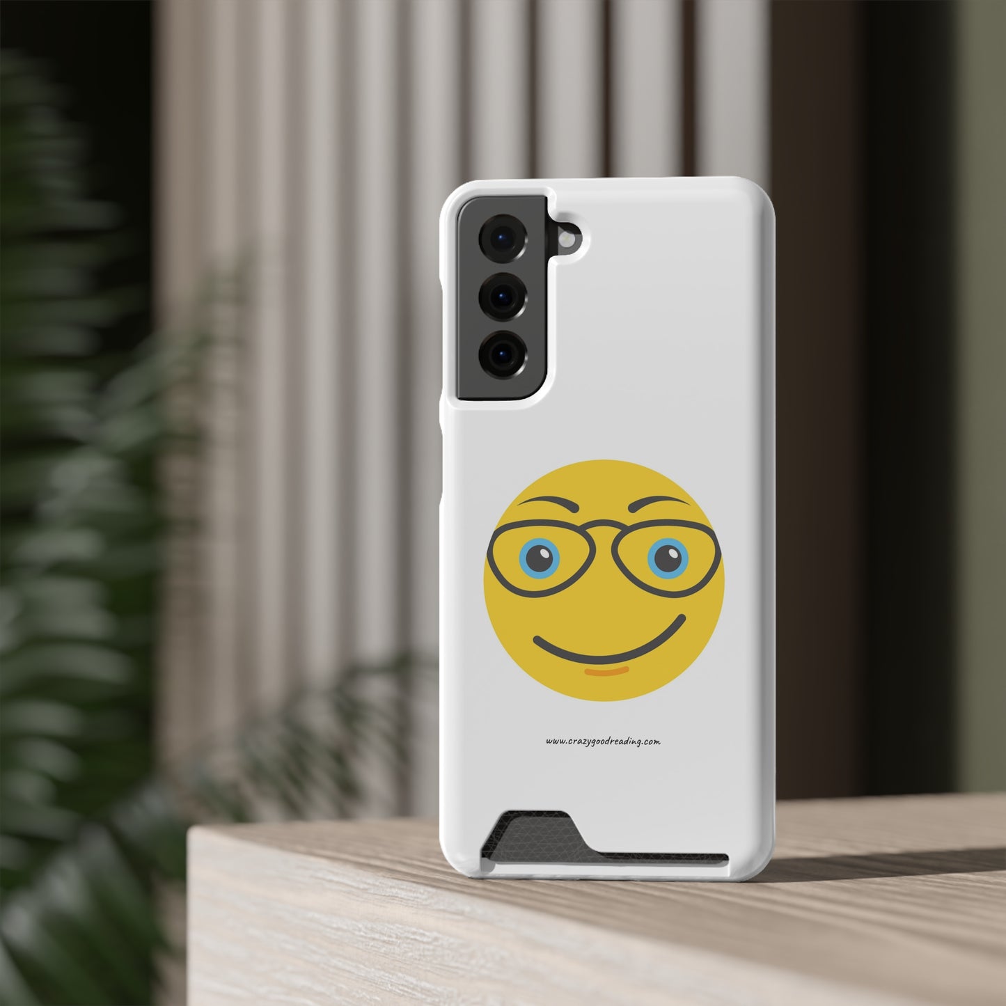 Phone Case With Card Holder "Smiley Face with Glasses"