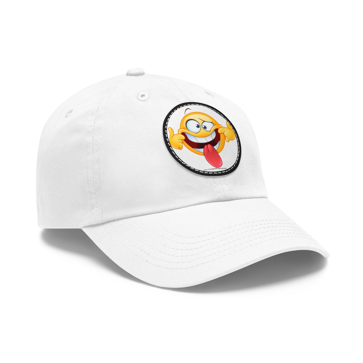 Dad Hat with Leather Patch (Round) goofy smiley face