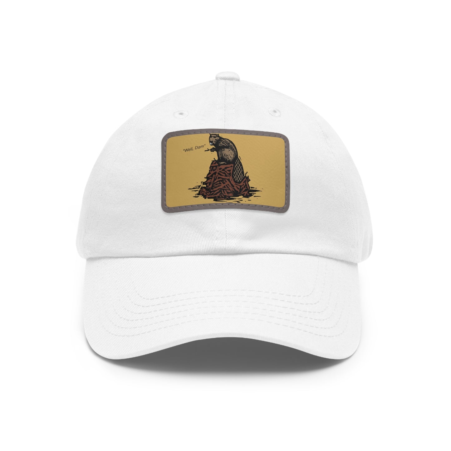 Dad Hat with Leather Patch (Rectangle) "Well damn"