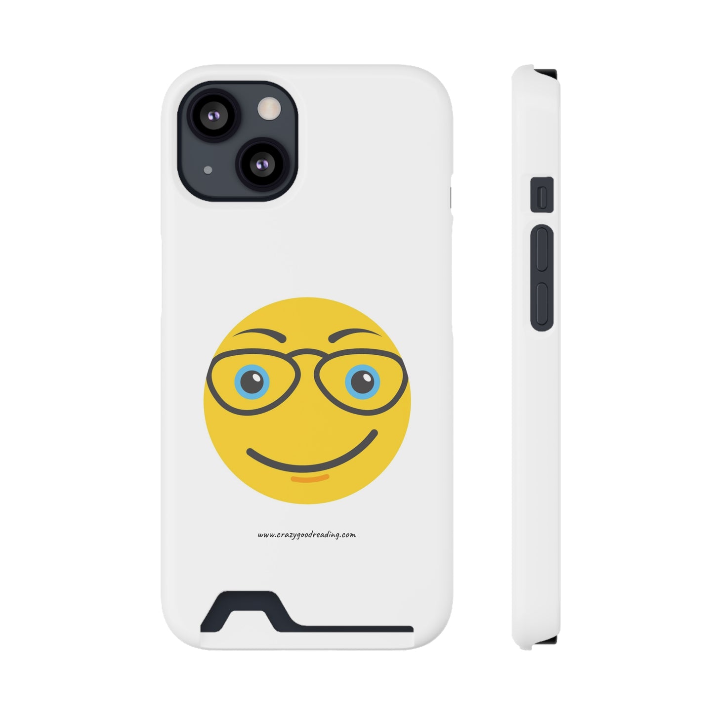 Phone Case With Card Holder "Smiley Face with Glasses"