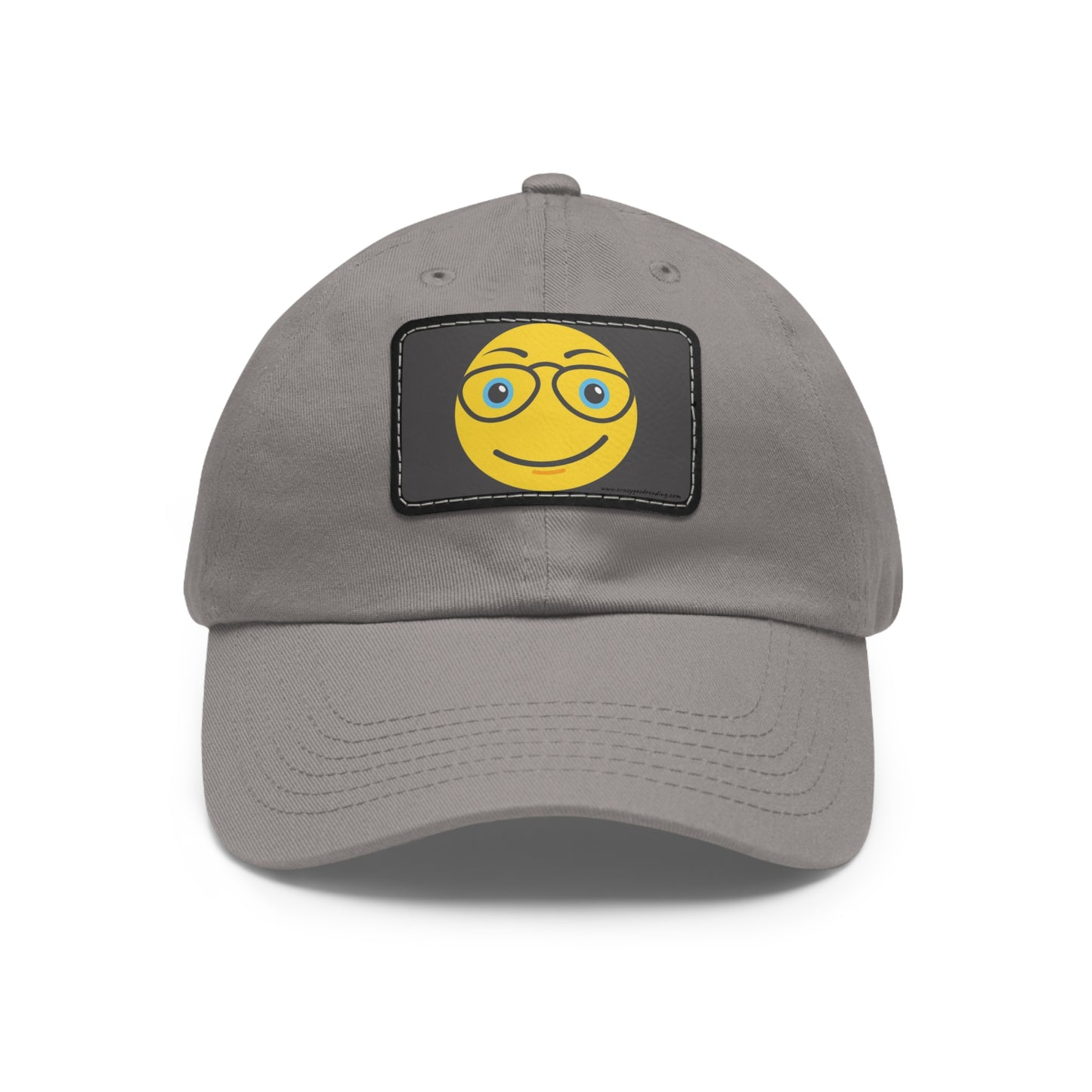 Dad Hat with Leather Patch (Rectangle) "Smiley Face with Glasses"