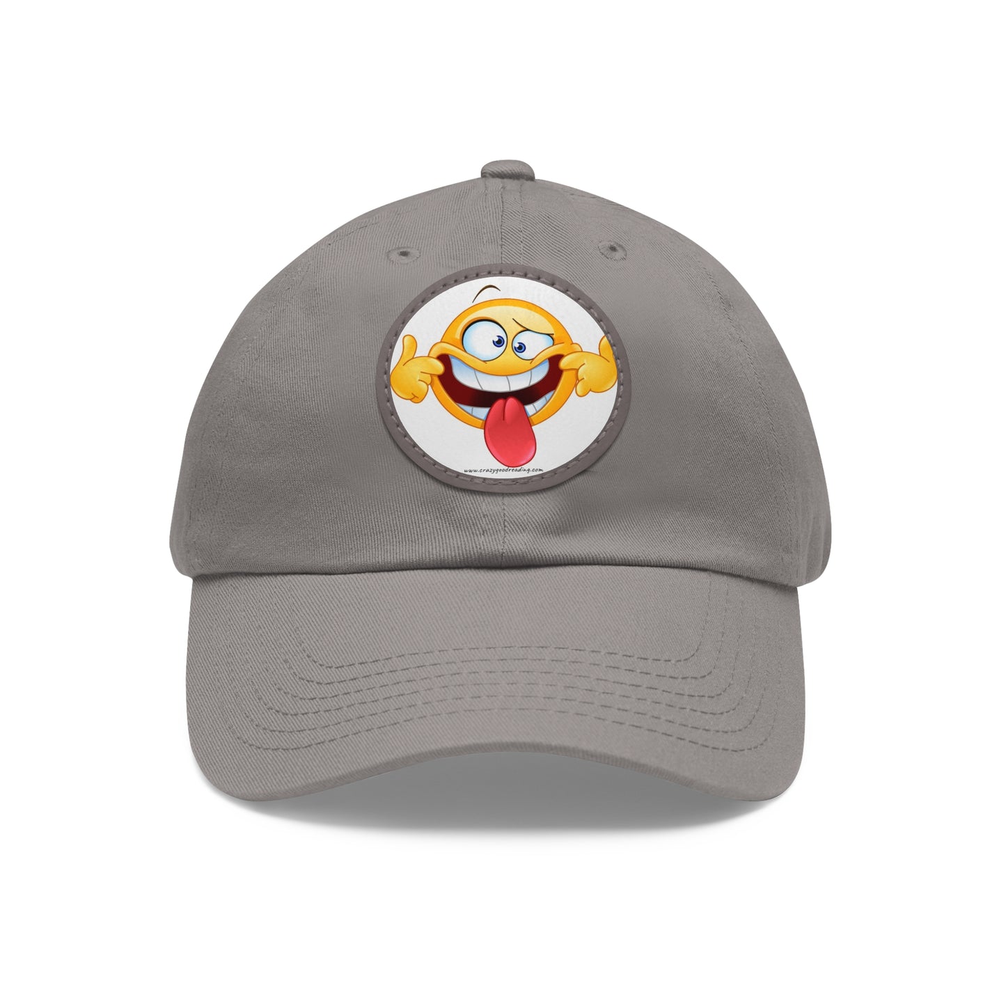 Dad Hat with Leather Patch (Round) goofy smiley face