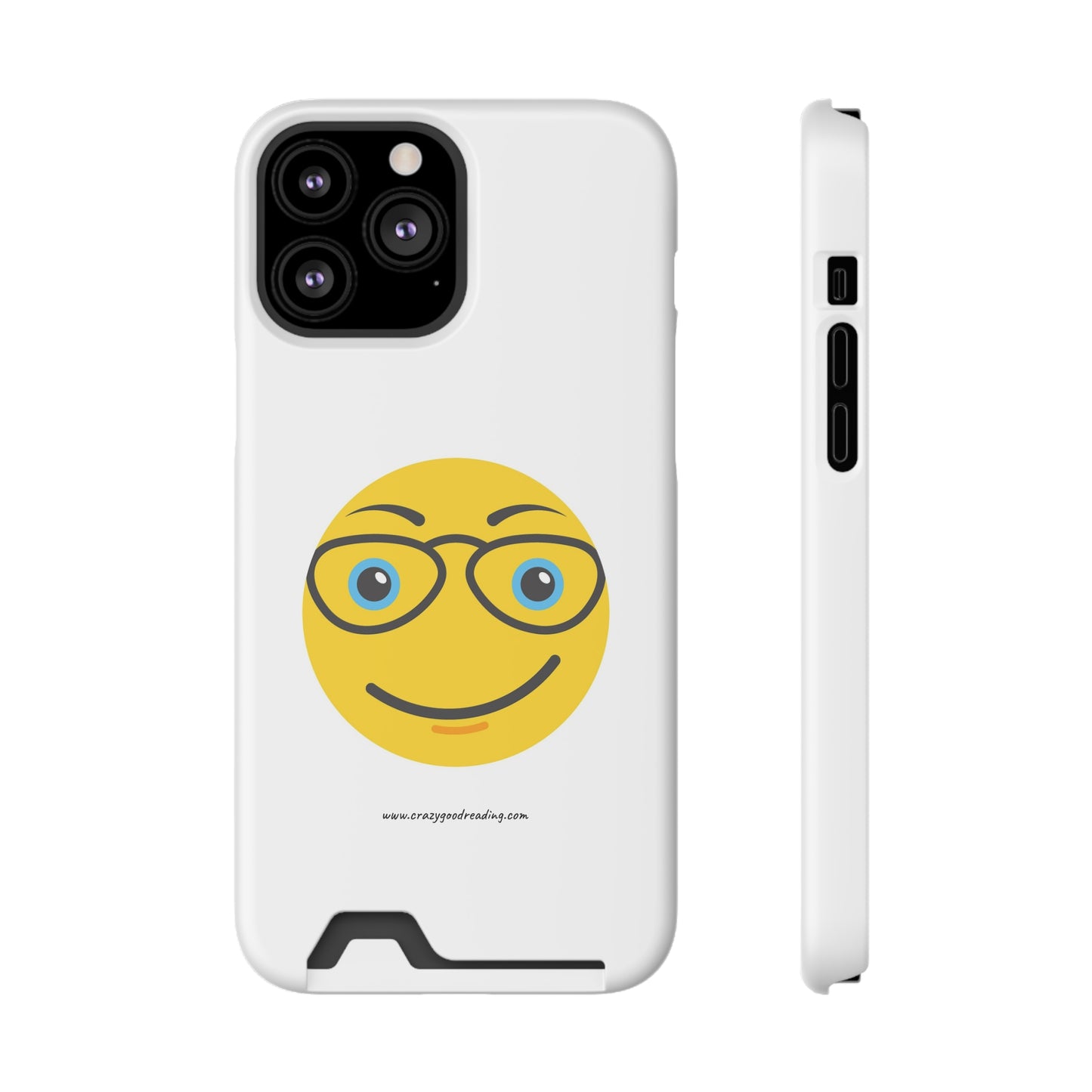 Phone Case With Card Holder "Smiley Face with Glasses"