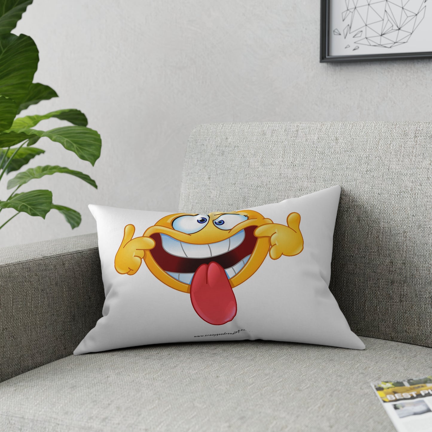 Broadcloth Pillow: Goofy Smiley Face