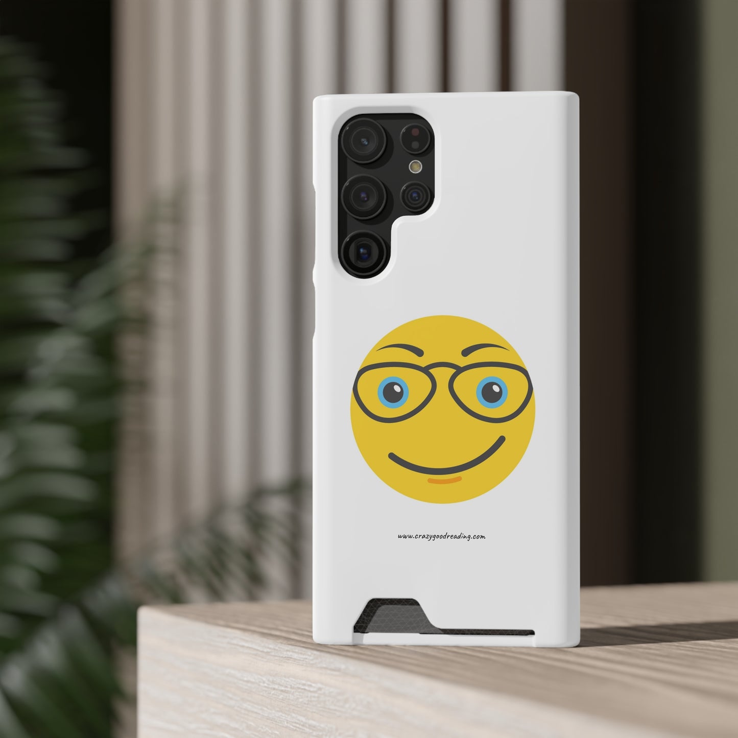 Phone Case With Card Holder "Smiley Face with Glasses"