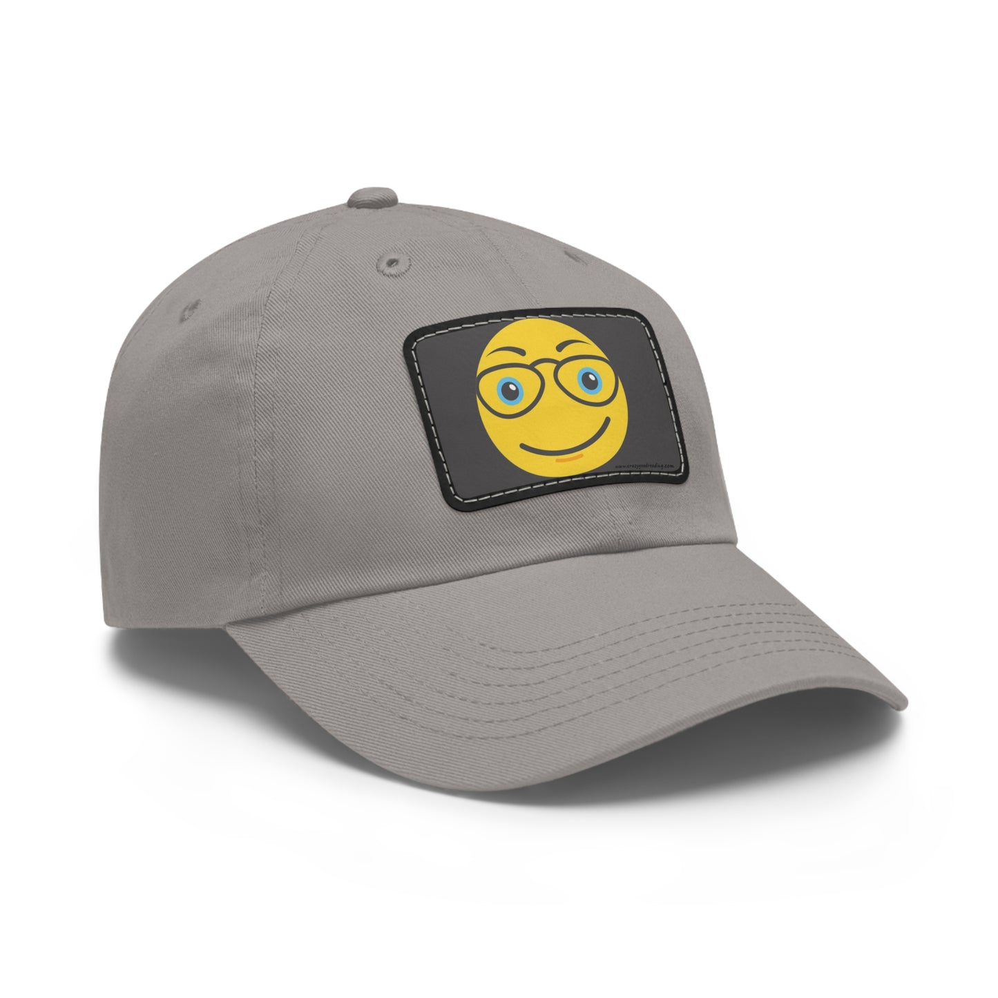 Dad Hat with Leather Patch (Rectangle) "Smiley Face with Glasses"