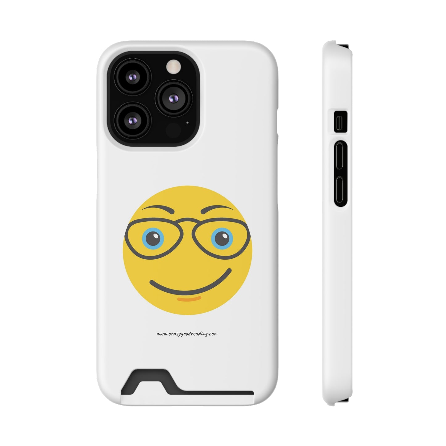 Phone Case With Card Holder "Smiley Face with Glasses"