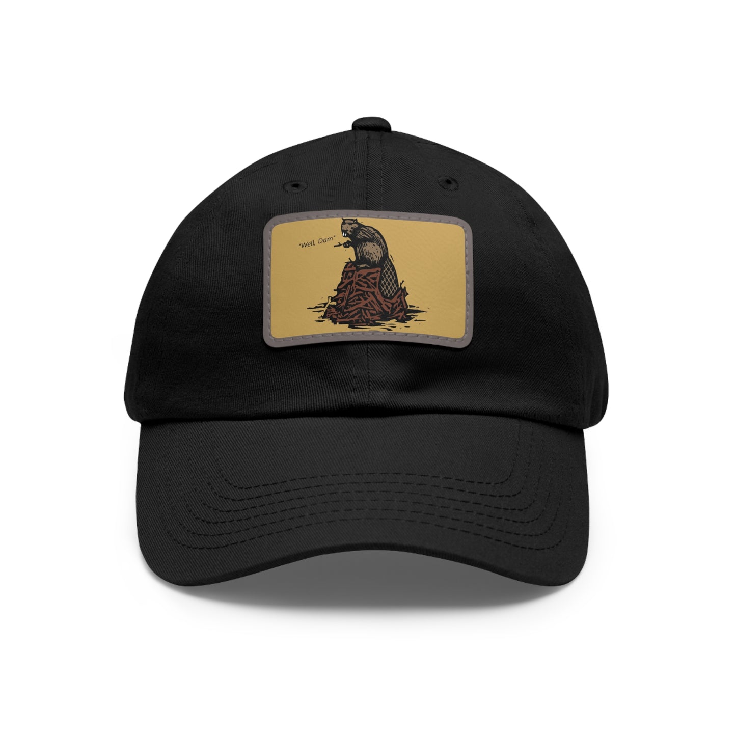 Dad Hat with Leather Patch (Rectangle) "Well damn"