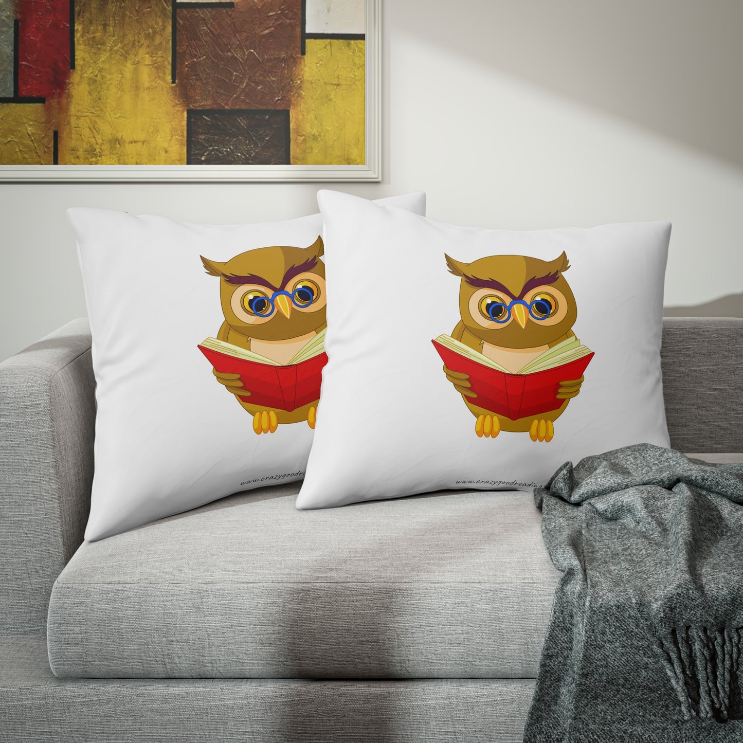 Pillow Sham Owl Reading