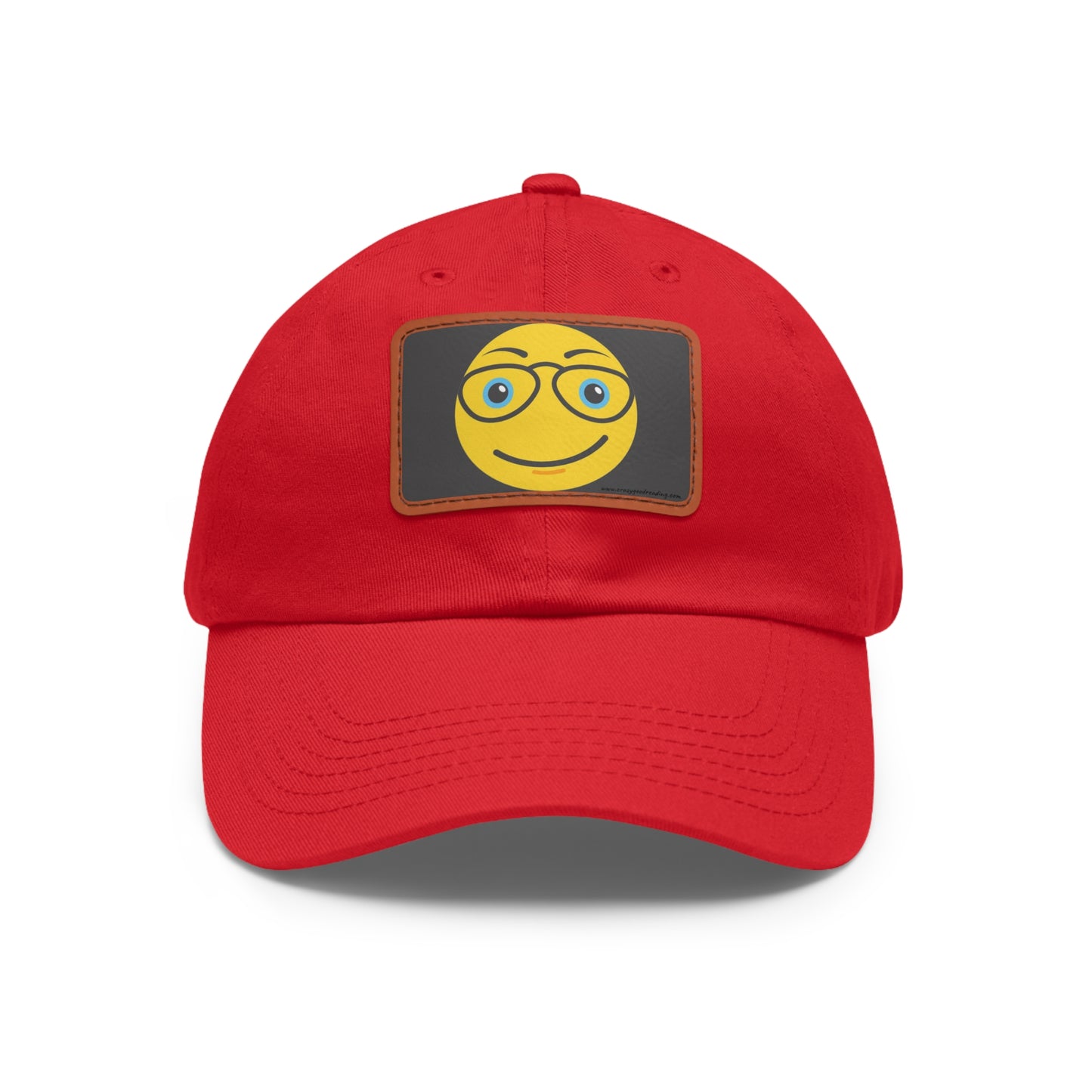 Dad Hat with Leather Patch (Rectangle) "Smiley Face with Glasses"