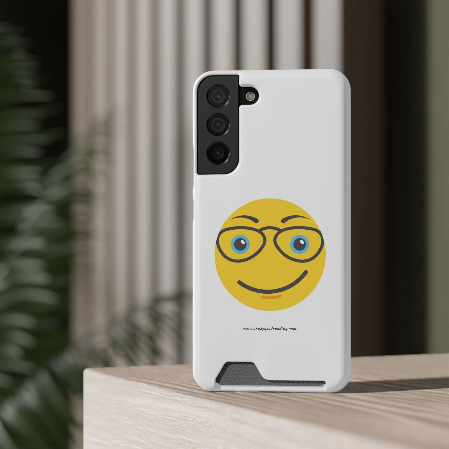 Phone Case With Card Holder "Smiley Face with Glasses"