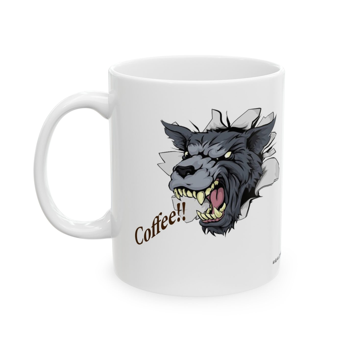 Ceramic Mug, 11oz Wolf Demanding Coffee