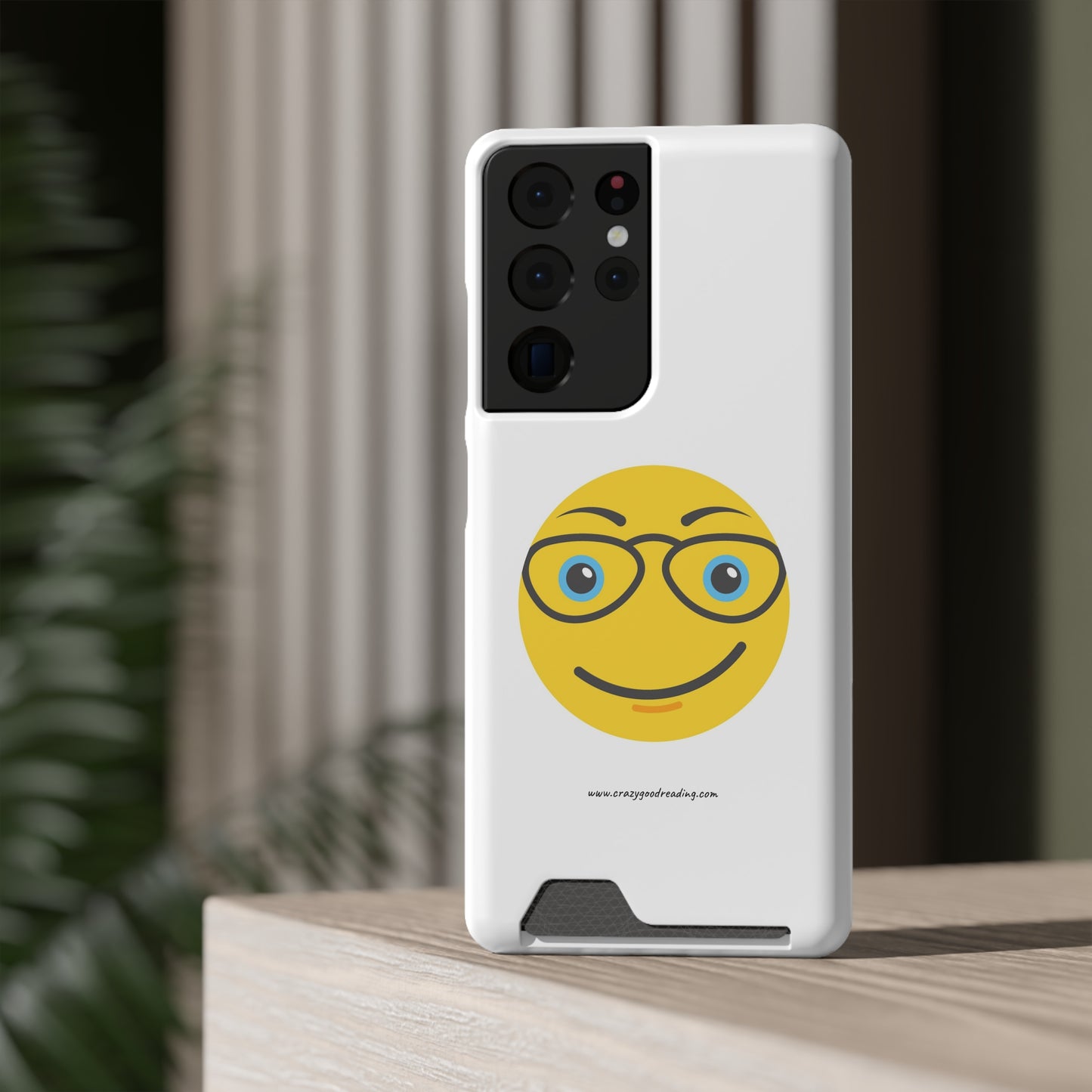 Phone Case With Card Holder "Smiley Face with Glasses"