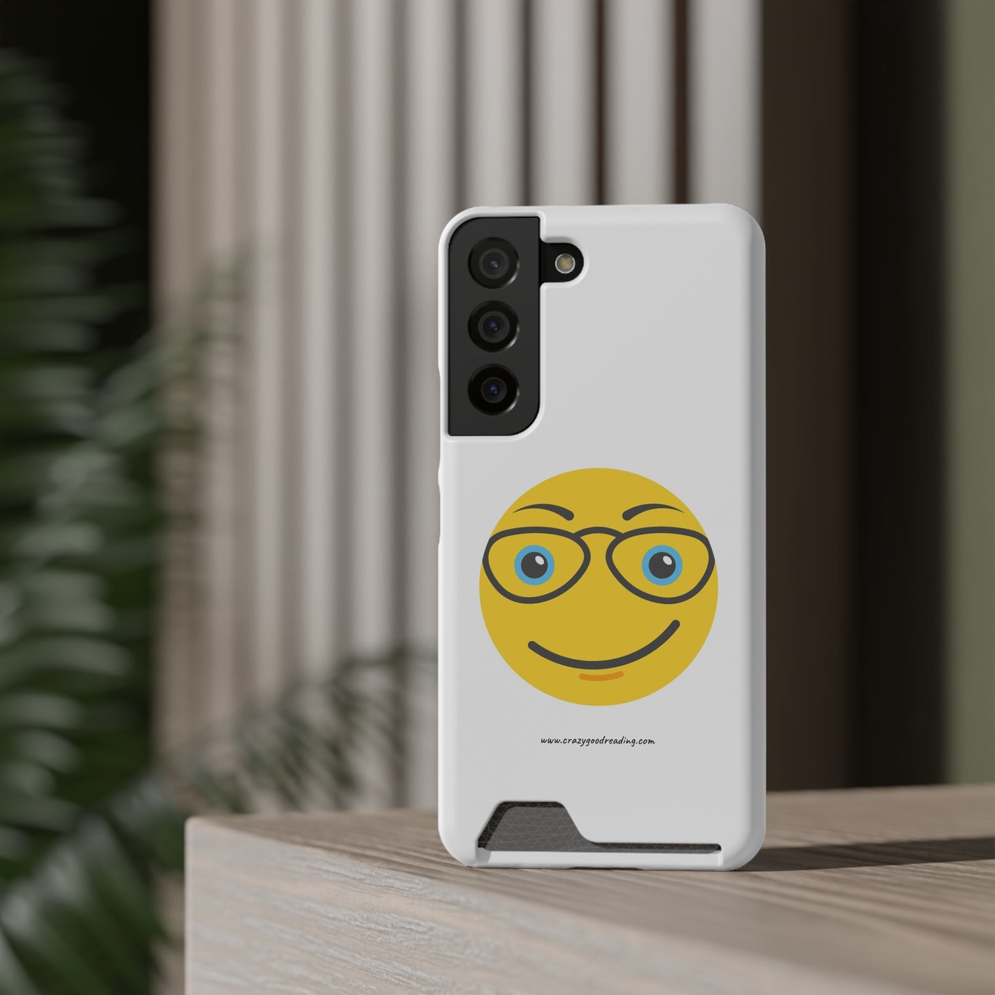 Phone Case With Card Holder "Smiley Face with Glasses"