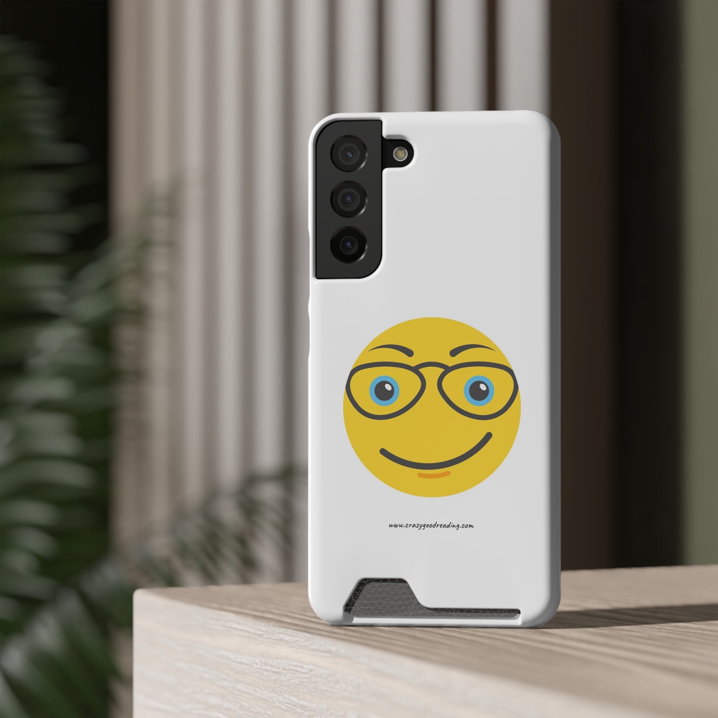 Phone Case With Card Holder "Smiley Face with Glasses"