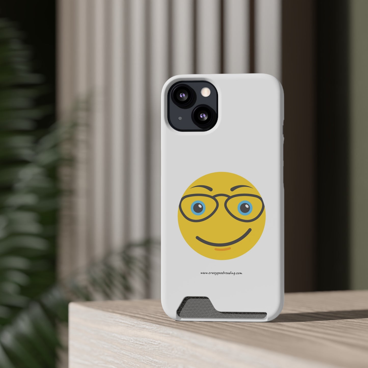 Phone Case With Card Holder "Smiley Face with Glasses"