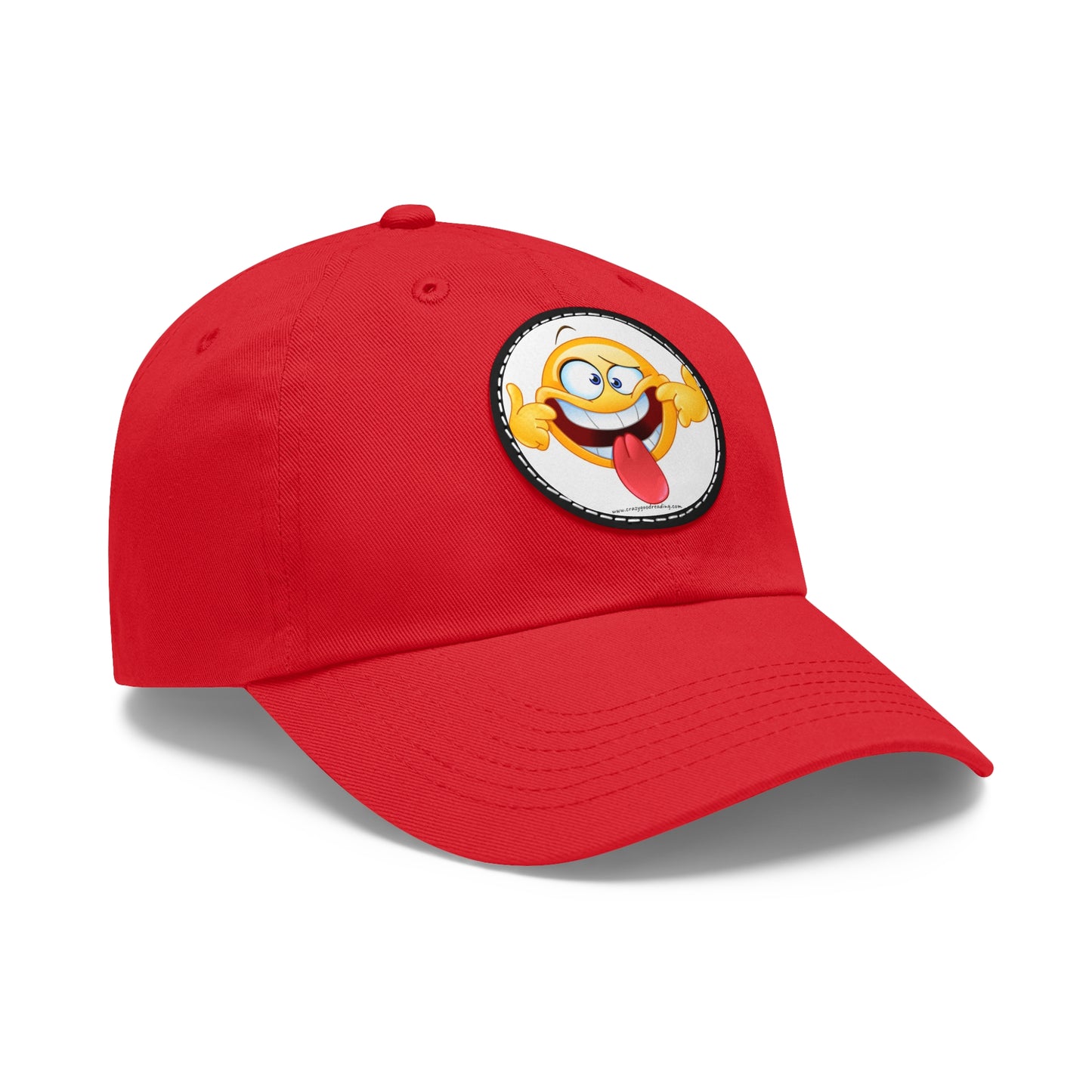 Dad Hat with Leather Patch (Round) goofy smiley face