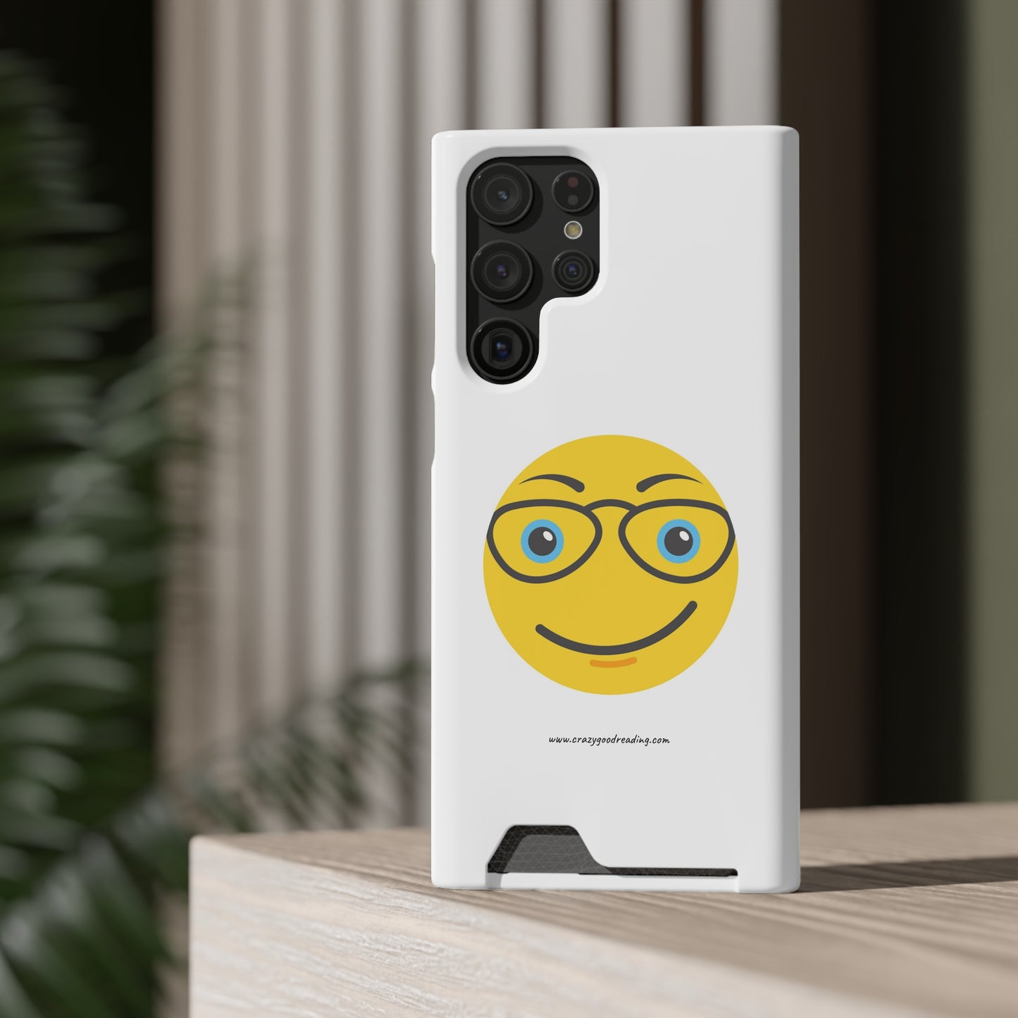 Phone Case With Card Holder "Smiley Face with Glasses"