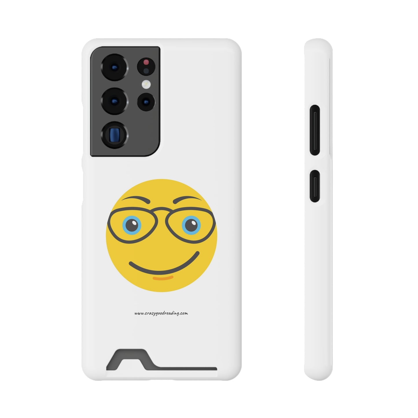 Phone Case With Card Holder "Smiley Face with Glasses"