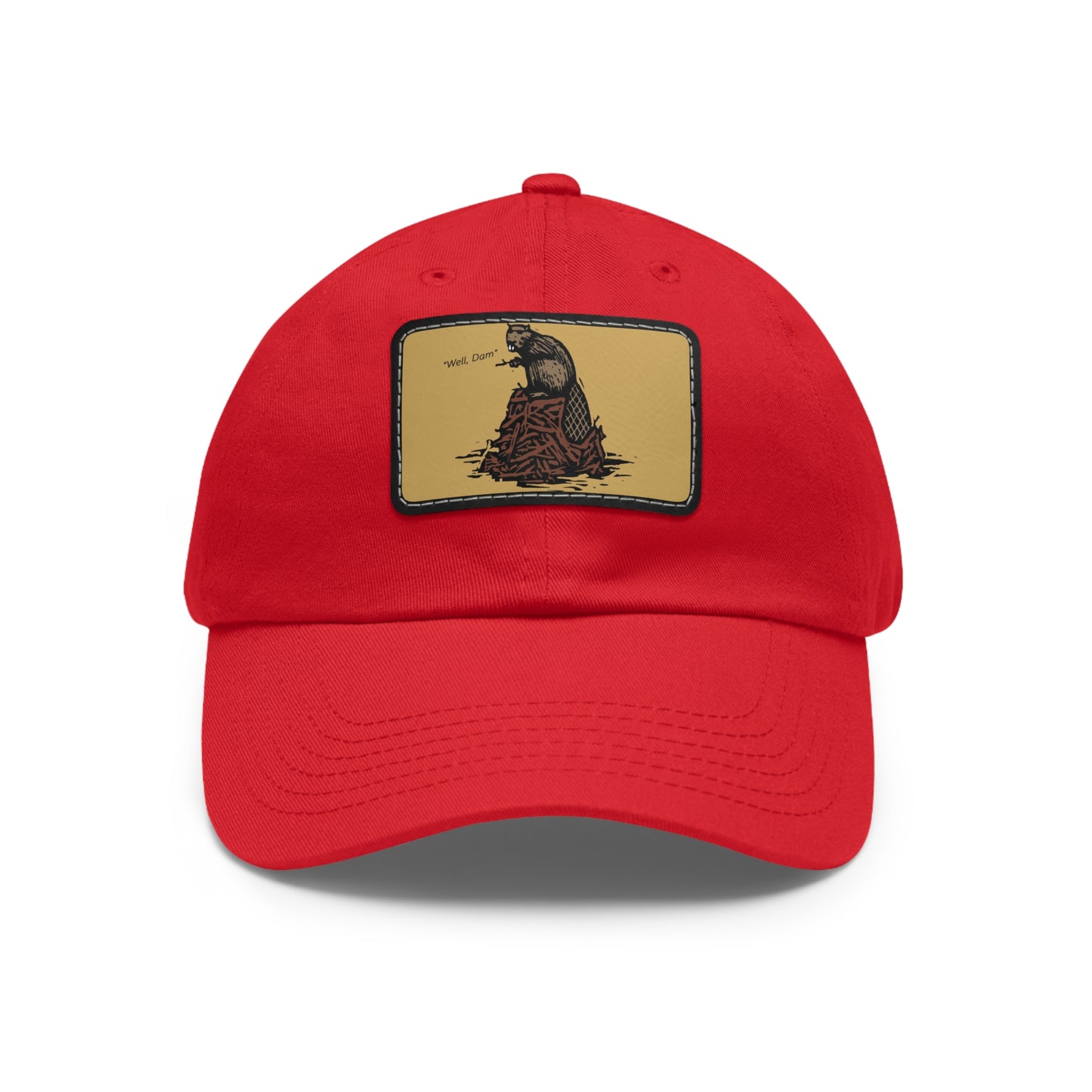 Dad Hat with Leather Patch (Rectangle) "Well damn"