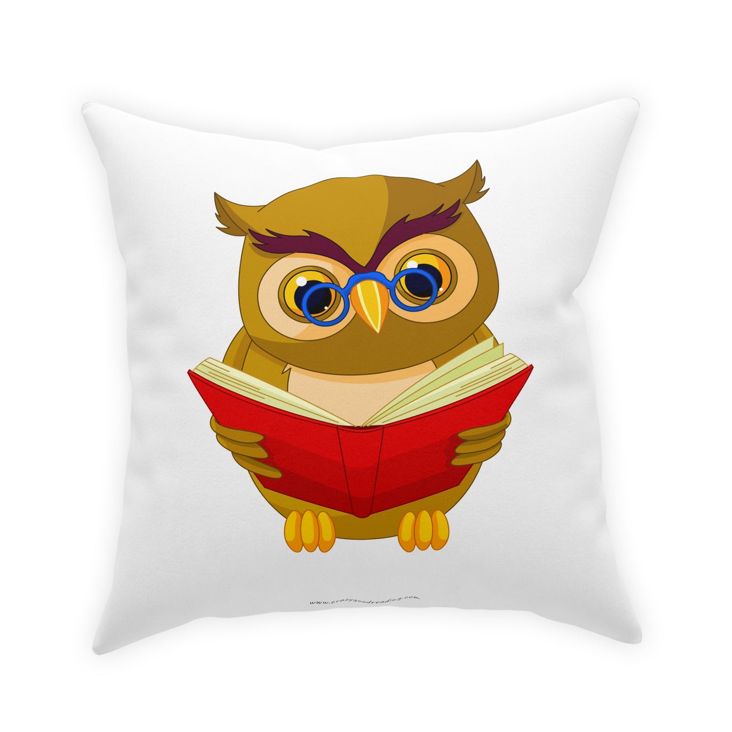 Broadcloth Pillow Owl Reading