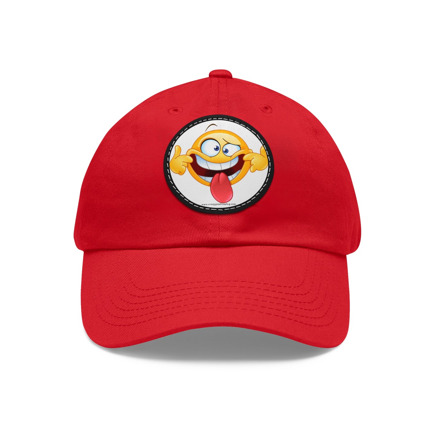 Dad Hat with Leather Patch (Round) goofy smiley face