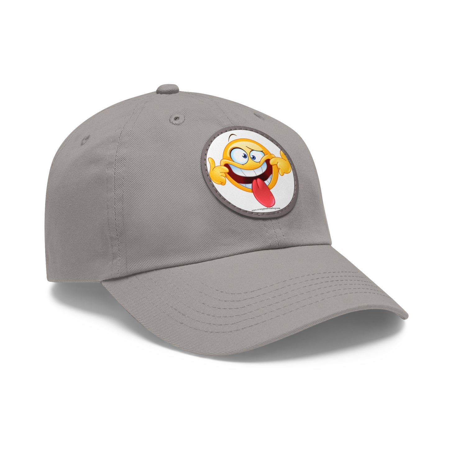 Dad Hat with Leather Patch (Round) goofy smiley face